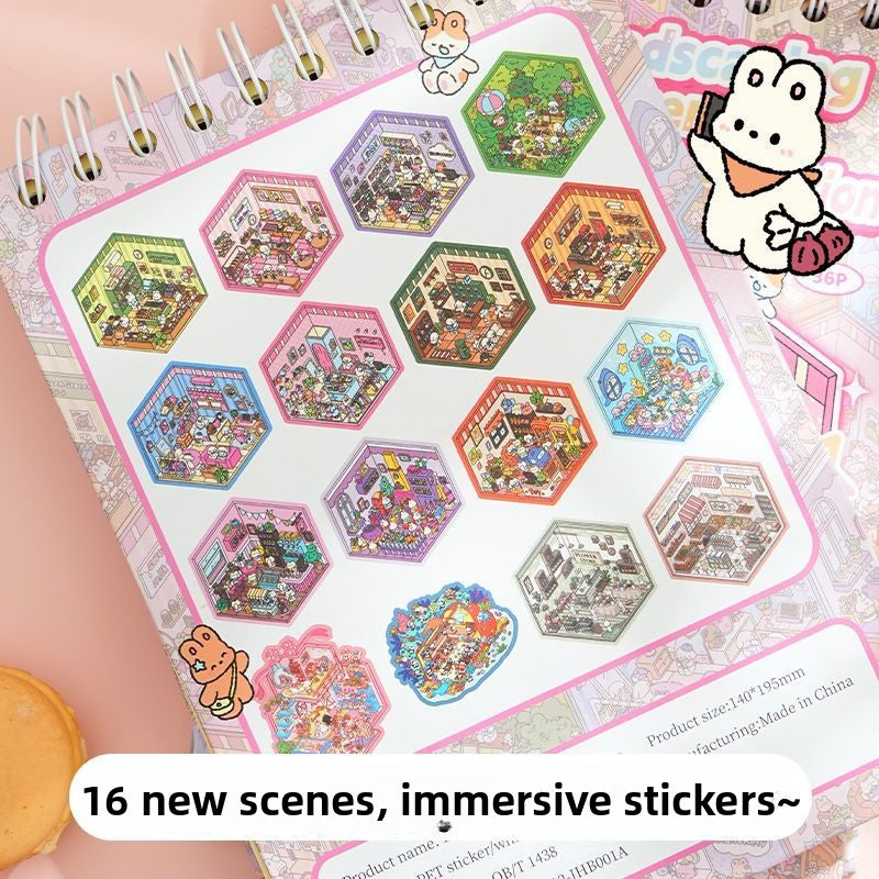 New Miniature Landscape Collection Book 2.5D Three-Dimensional Stacking Storage Stickers Children's Toys Girls Creative Handicraft