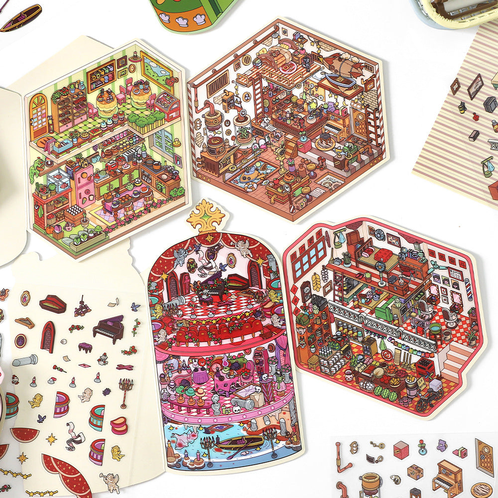 Infeel.Me 2.5D Scenery Stickers Today's Business 19th Edition Fun Journal DIY Scene Stickers