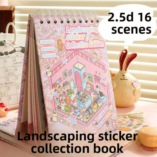 New Miniature Landscape Collection Book 2.5D Three-Dimensional Stacking Storage Stickers Children's Toys Girls Creative Handicraft