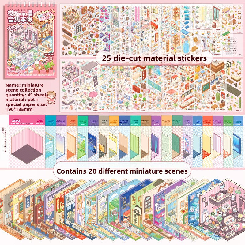 Miniature Scene Collection Book Student Journal Decoration Material Cutting Fun 3D DIY Sticker Book