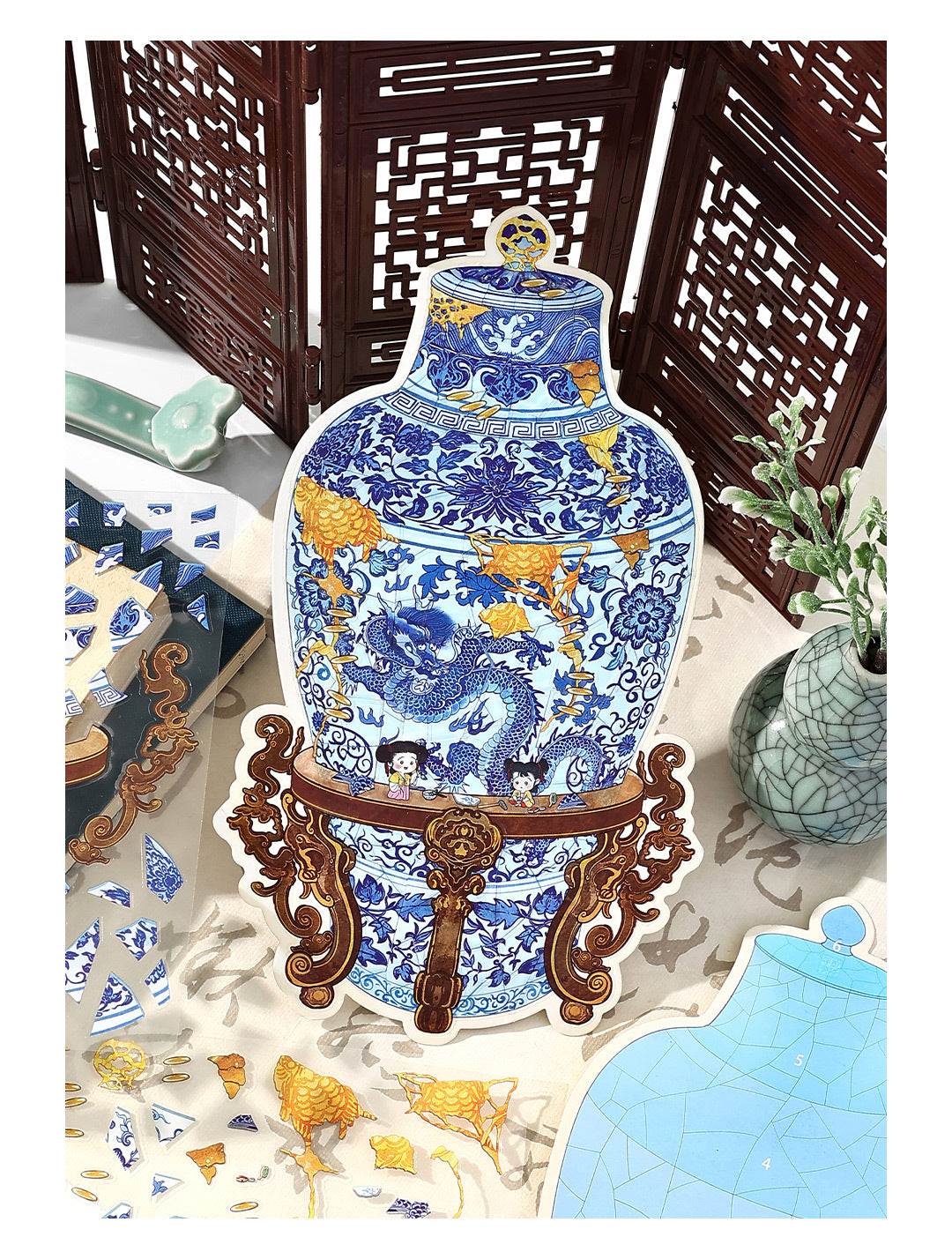 Infeel.Me White card2.5D Extra Large Stickers Vintage Restorer Miniature 3D Stickers