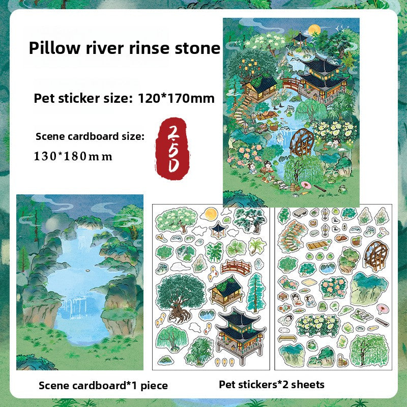 Infeel.Me 2.5D Ancient Style Scenery Stickers My Little House Series 4 Large Size DIY Stress Relief Stickers