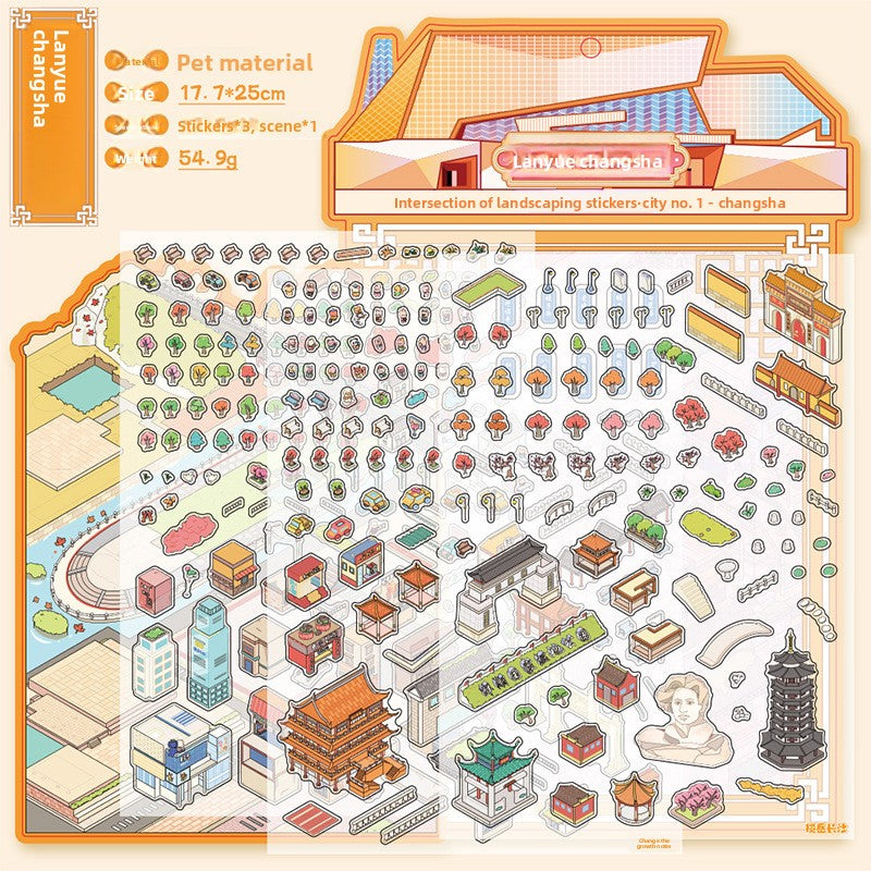 Miniature Landscape Stickers City Edition 3D Three-Dimensional Small House Children's DIY Scrapbook Scene Stickers