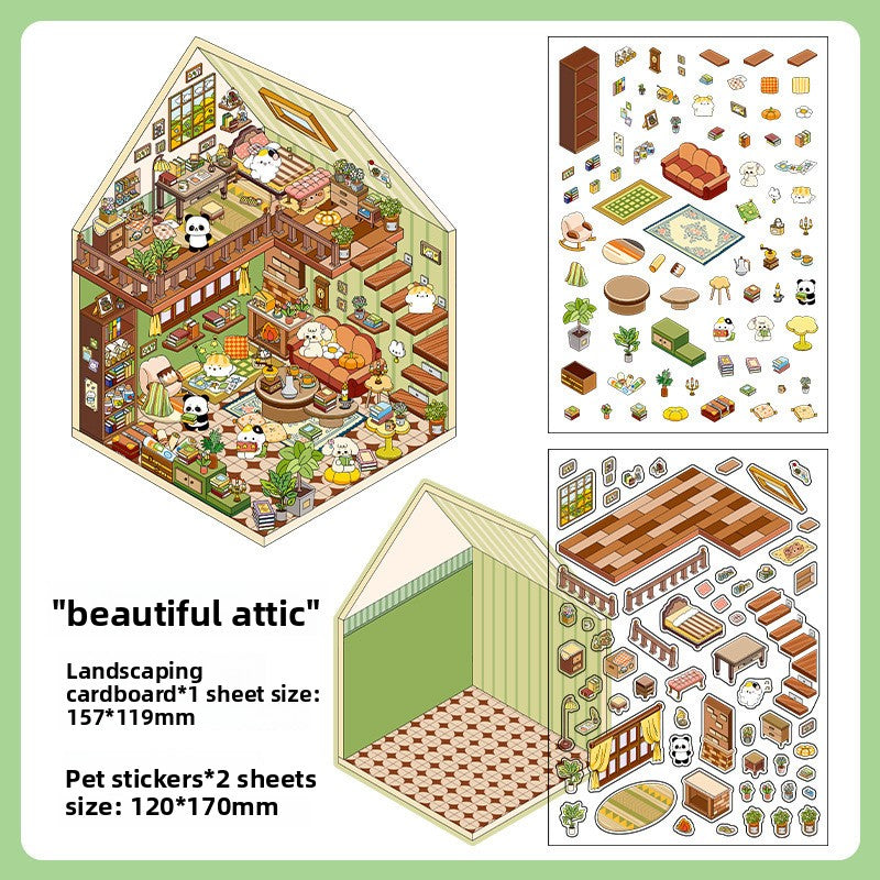 Infeel.Me 2.5D Ancient Style Scenery Stickers My Little House Series 4 Large Size DIY Stress Relief Stickers