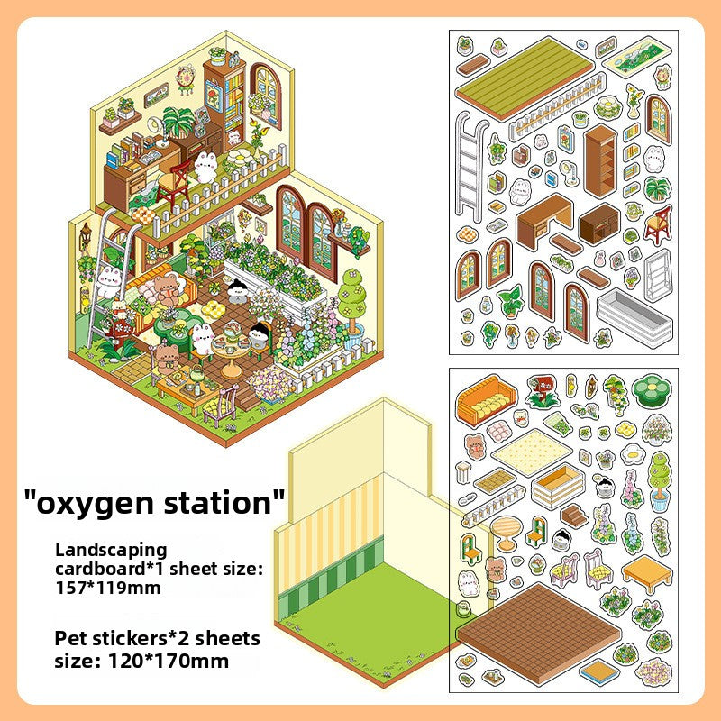 Infeel.Me 2.5D Ancient Style Scenery Stickers My Little House Series 4 Large Size DIY Stress Relief Stickers