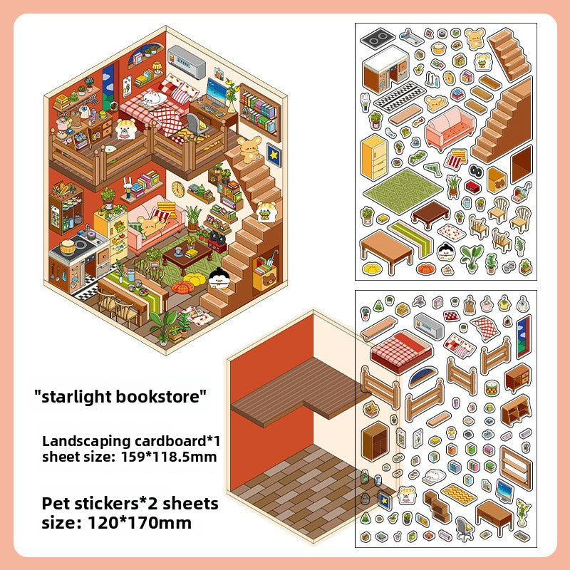 Infeel.Me 2.5D Ancient Style Scenery Stickers My Little House Series 4 Large Size DIY Stress Relief Stickers