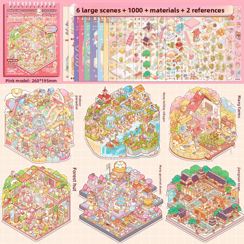 Miniature Scene Collection Book Student Journal Decoration Material Cutting Fun 3D DIY Sticker Book