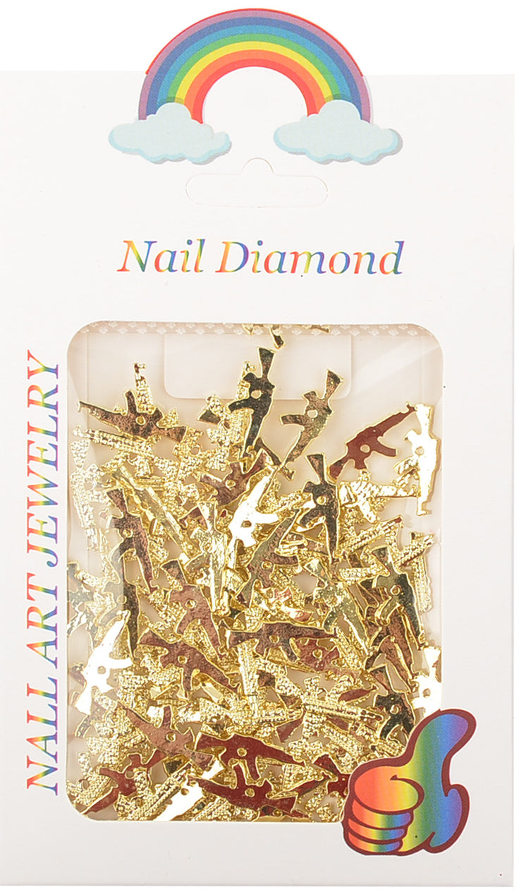 Vintage Style Diamond-Studded Gun-Shaped Nail Art Accessories Metal Sparkling Diamond Nail Decorations DIY Accessories