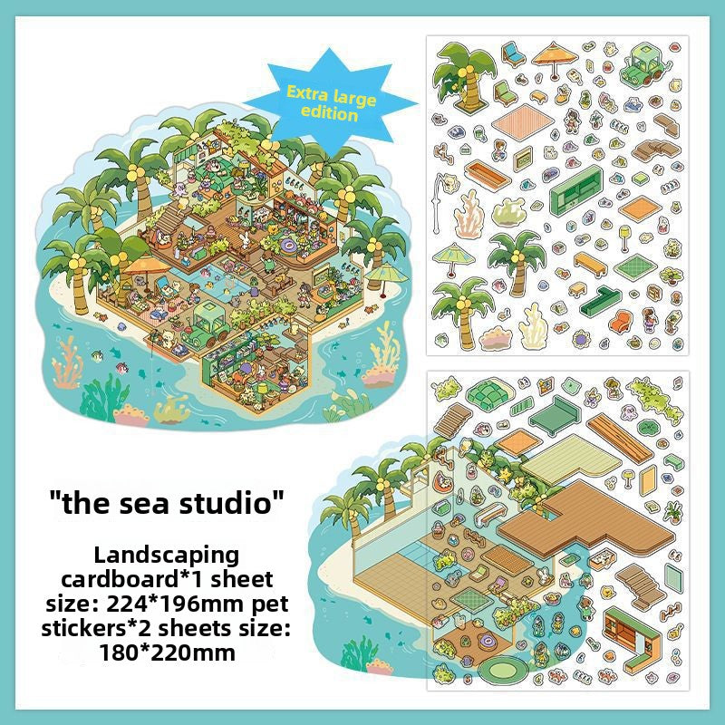 Infeel.Me 2.5D Ancient Style Scenery Stickers My Little House Series 4 Large Size DIY Stress Relief Stickers