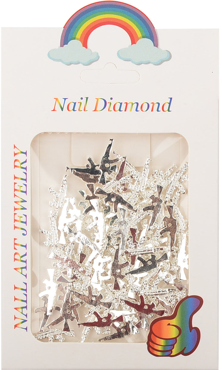 Vintage Style Diamond-Studded Gun-Shaped Nail Art Accessories Metal Sparkling Diamond Nail Decorations DIY Accessories