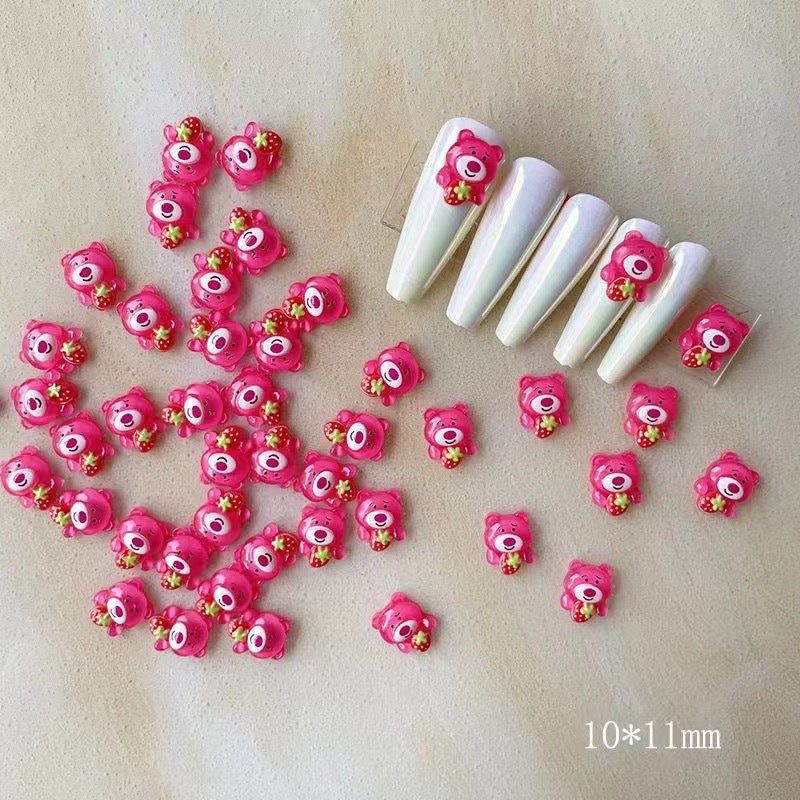 Mini Pikachu Cartoon Nail Art Accessories Resin Sanrio Strawberry Bear Wearable Nail Decoration Small Accessories Mixed Style
