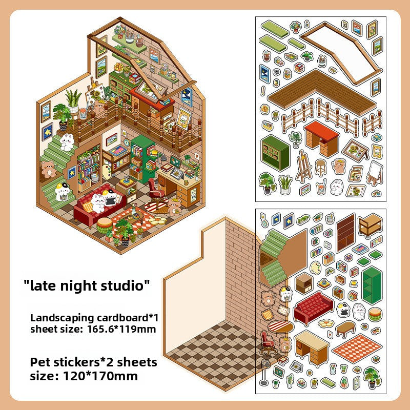 Infeel.Me 2.5D Ancient Style Scenery Stickers My Little House Series 4 Large Size DIY Stress Relief Stickers