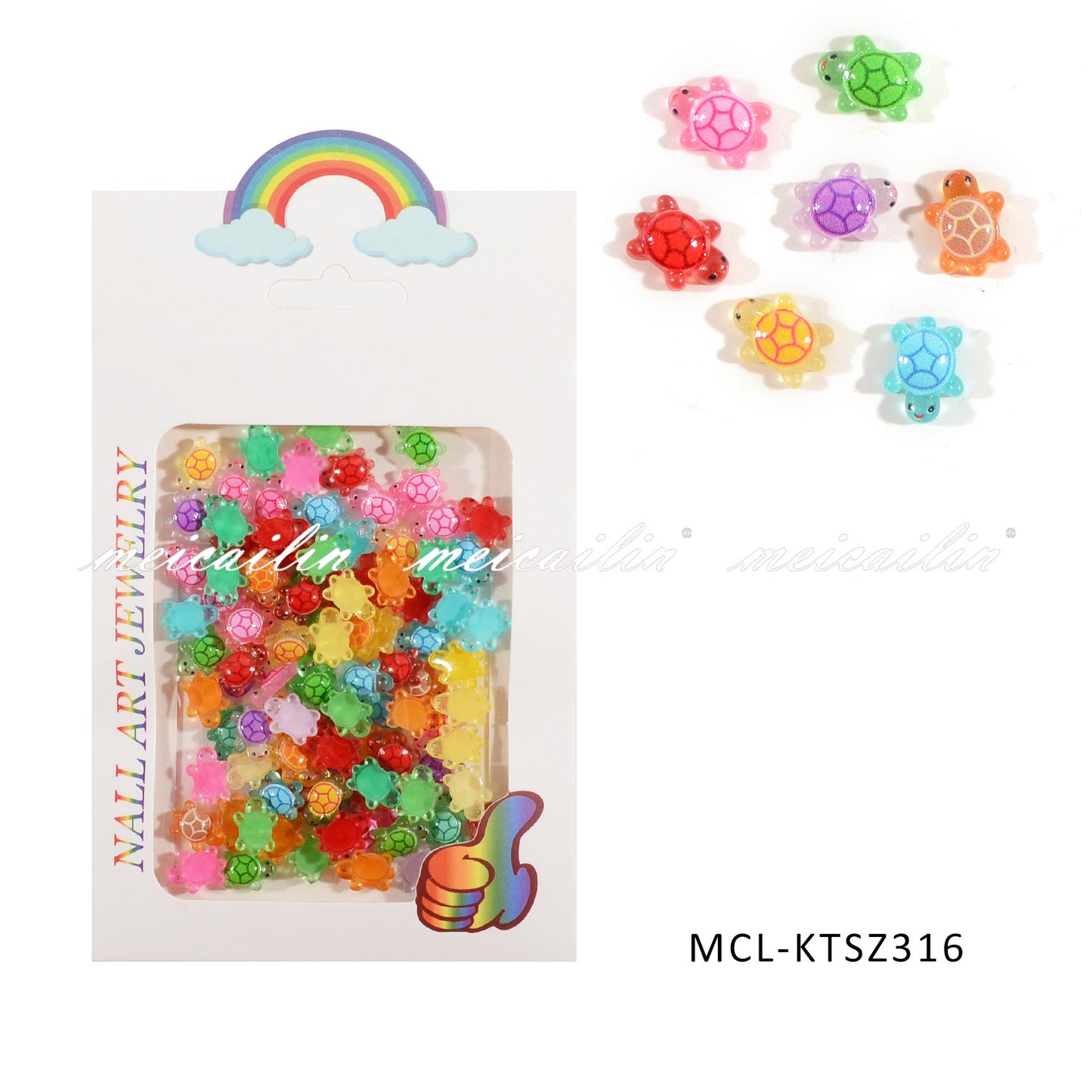 New Cartoon Resin Mixed Nail Ornament Ice Transparent Cute Colorful Little Turtle Nail Accessories DIY Nail Decoration