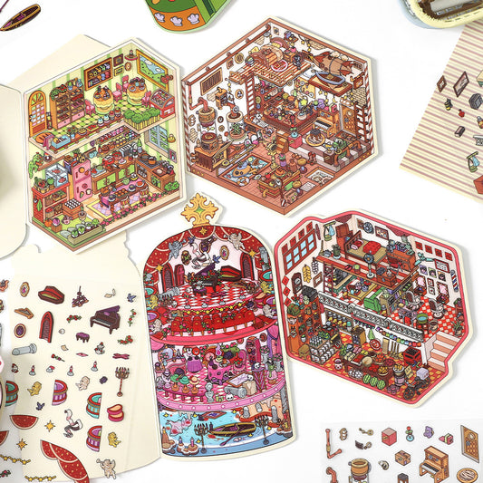 Infeel.Me 2.5D Scenery Stickers Today's Business 19th Edition Fun Journal DIY Scene Stickers