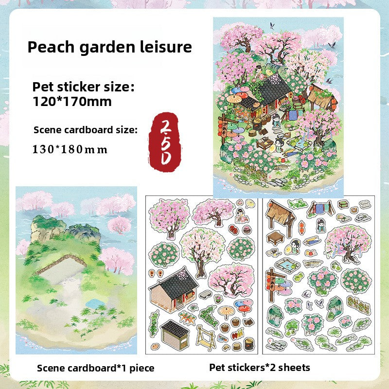Infeel.Me 2.5D Ancient Style Scenery Stickers My Little House Series 4 Large Size DIY Stress Relief Stickers